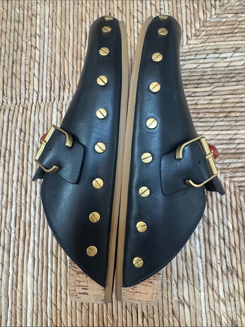Veronica Beard Fern Black Leather Studded Mule Clogs Embellished Charms 8 - Picture 8 of 10
